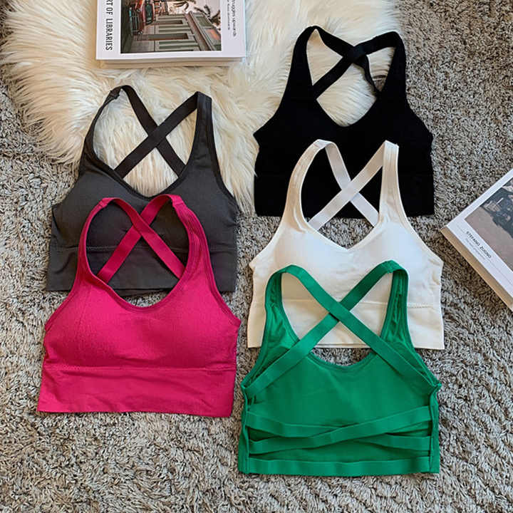Brassière de sport dos croisé — coloris assortis