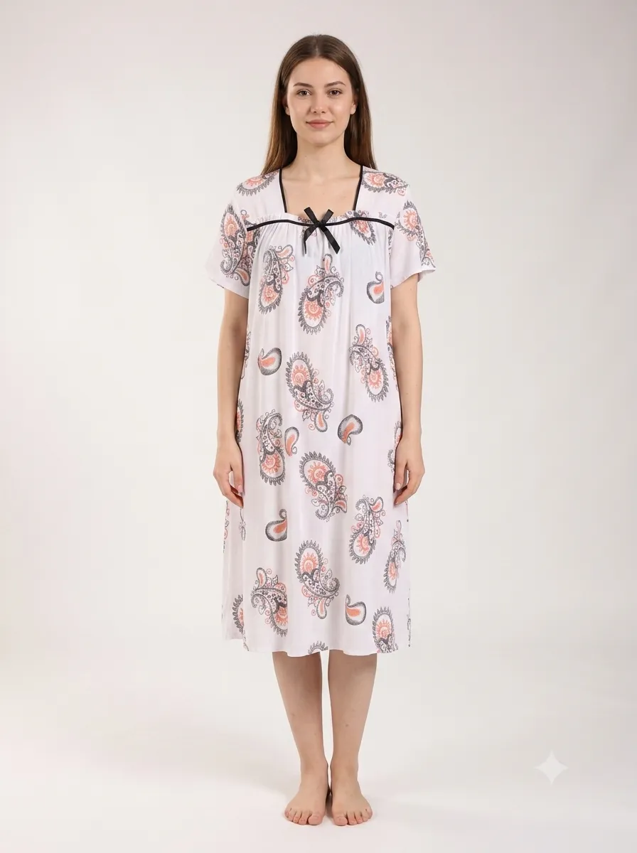 Chemise de nuit imprimé cachemire — blanc