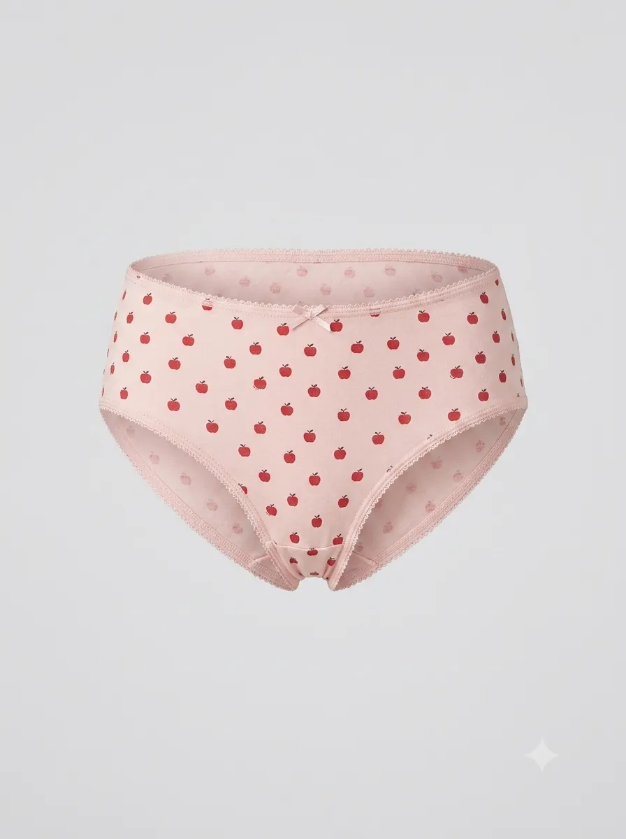 Culotte coton imprimé pommes — rose