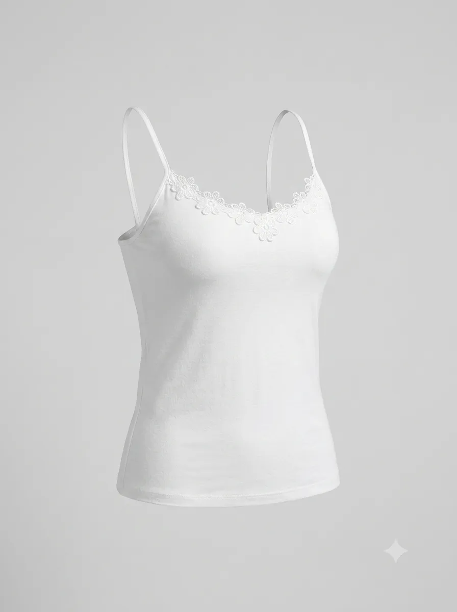 Débardeur coton fines bretelles — blanc