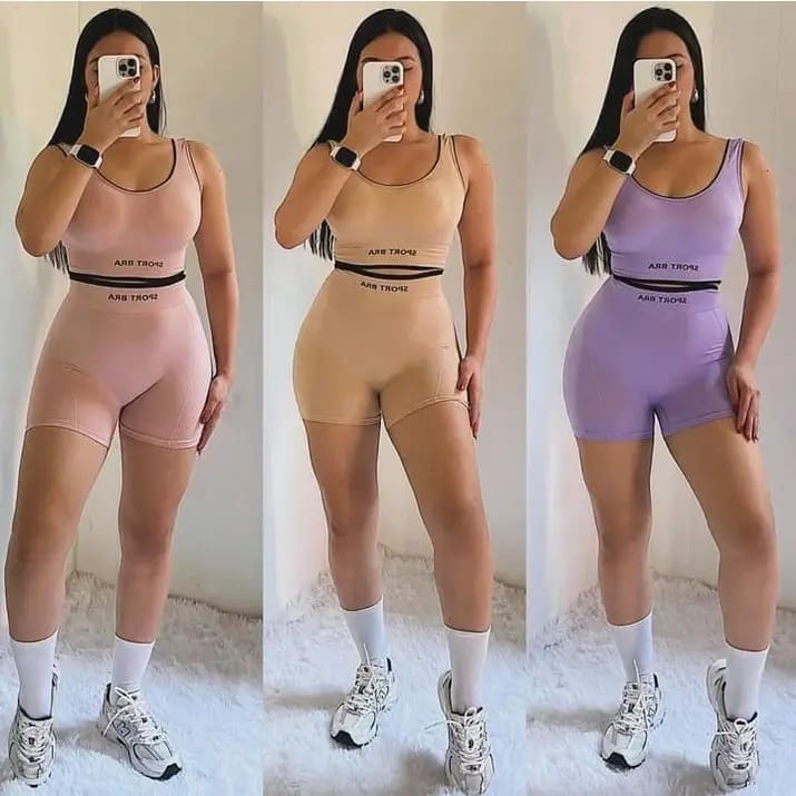 Ensemble brassière + cycliste sport — coloris assortis