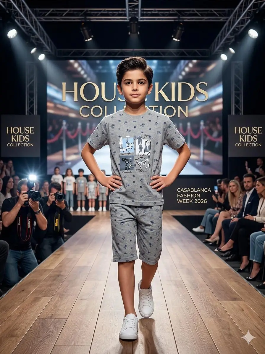 Ensemble t-shirt + short imprimé garçon — gris