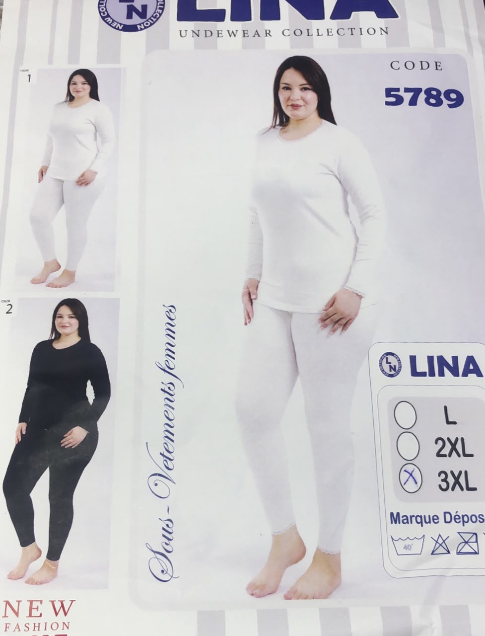 Ensemble thermique haut + legging — blanc / noir