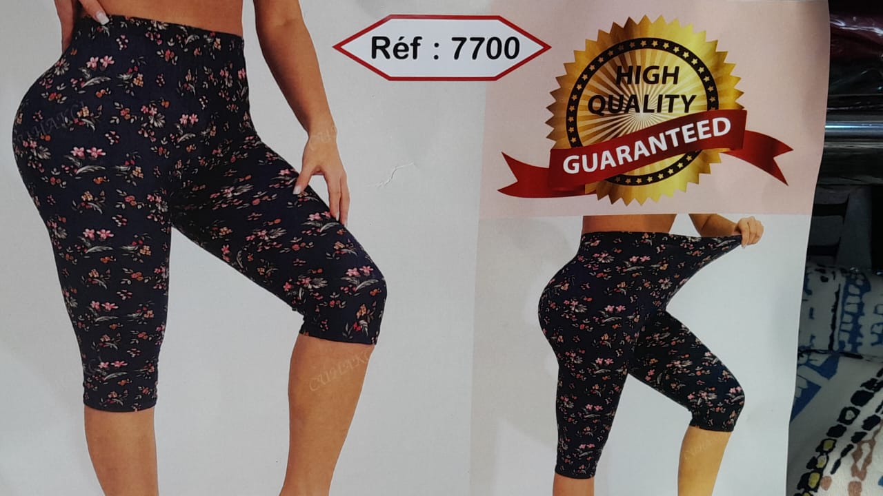 Legging capri imprimé fleuri — marine