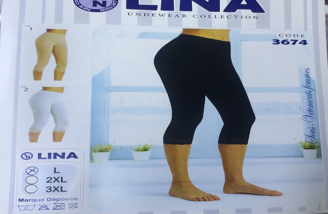 Legging capri à bord dentelle — noir / blanc