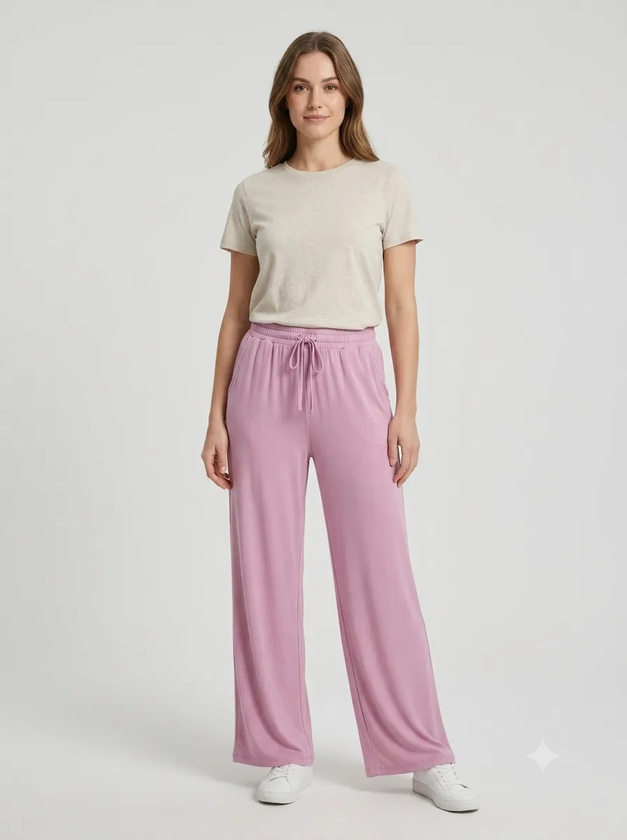 Pantalon large fluide — mauve