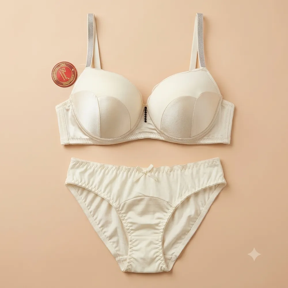 Ensemble lingerie soutien-gorge + culotte — crème