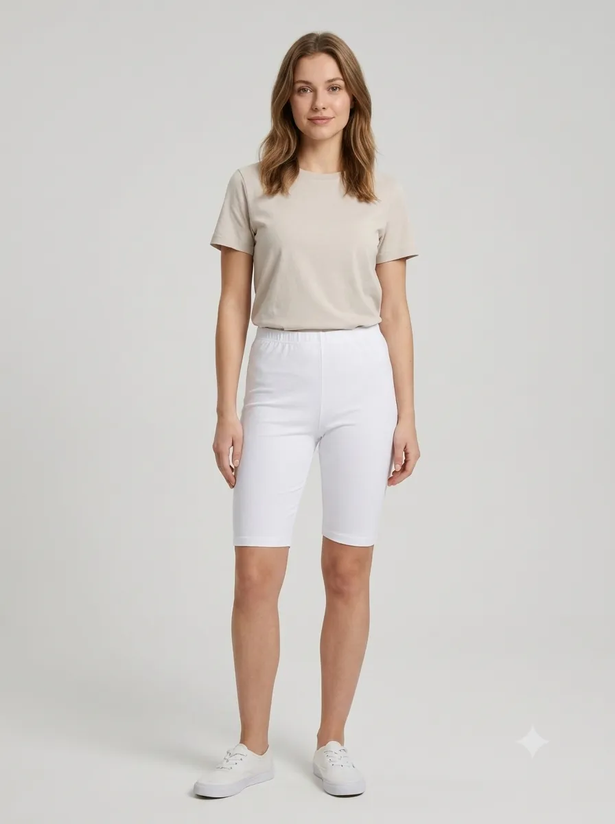 Short long taille haute — blanc